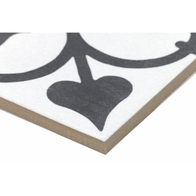 Cascais 9x9 Matte Porcelain Tile, White Ornate