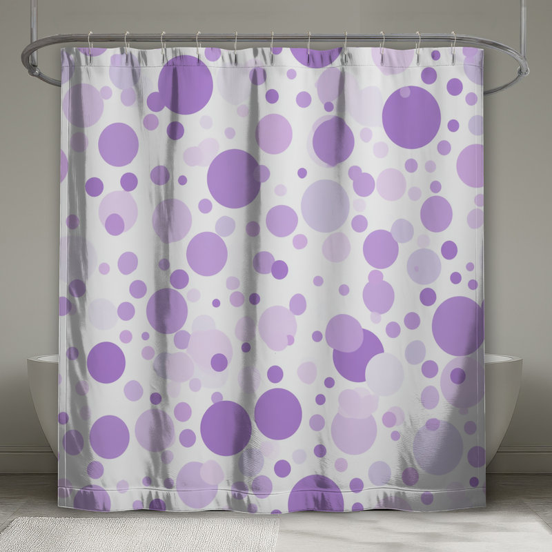 Rideau de douche à pois - Motif de décor de salle de bain moderne, H 73 po x l 70 po, Pois mauve
