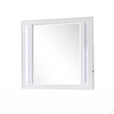 Miroir de style moderne pour dessus de commode avec cadre en bois et DEL en blanc (comprend seulement un miroir)