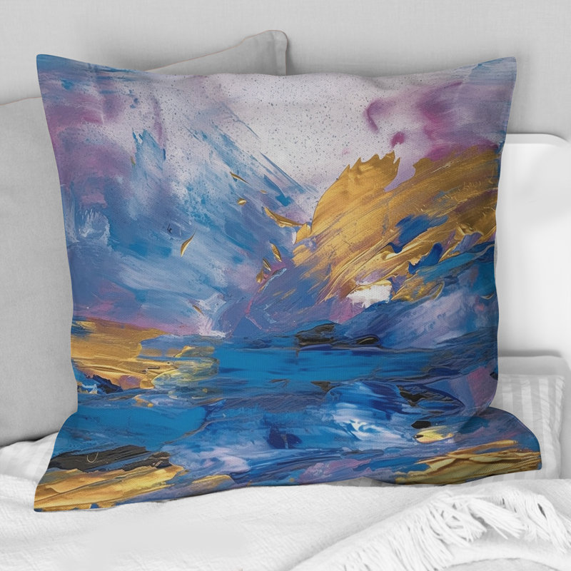 Coussin Effervescent Ocean Golden Sunrise Awakening I - Abstract Landscape