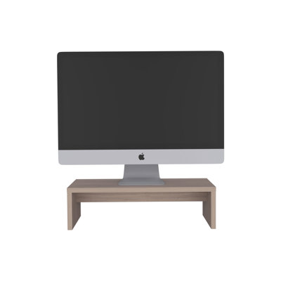 Atacama 19-Inch Wide Monitor Stand Riser, Light Grey Particle Board Laptop Shelf for Desk Organization