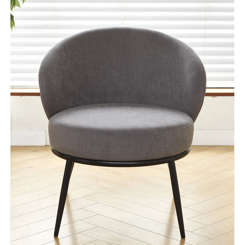 Velvet upholstery metal leg accent chair, Gray Velvet