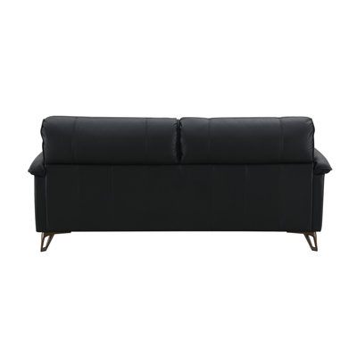 Eilene Black Top Grain Leather Loveseat