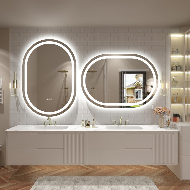 Wayfair Basics® UL Certified LED Anti-Fog Tempered Glass Oval Bathroom/Vanity Mirror , 40" x 28"