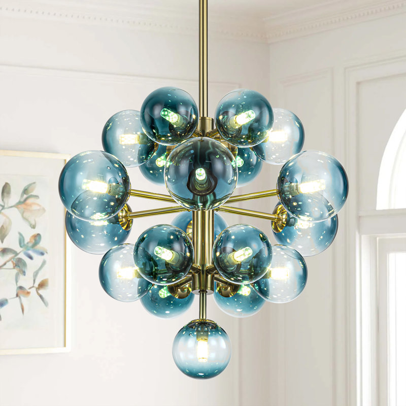 Scituate 19 - Light Glass Globes Bubble Kitchen Island Pendant Chandelier Light, Gold