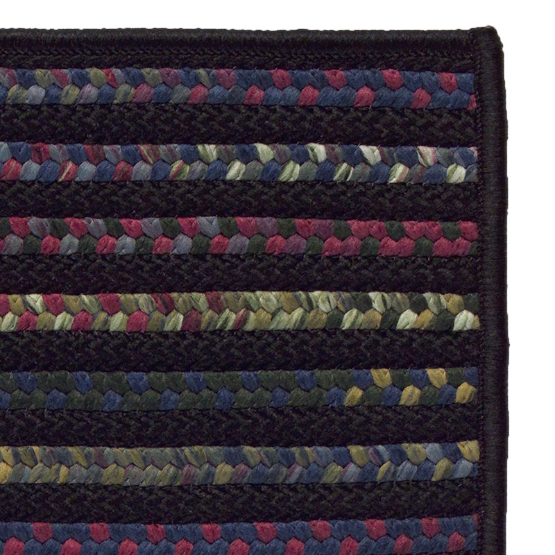 Tapis noir / bleu / vert tressé Donnay, Rectangle de 5 pi x 7 pi