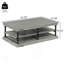 Table basse Bard, placage gris 55 po, tablettes à 2 niveaux, pieds en métal noir-122594737