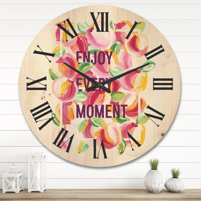 Horloge murale en bois Enjoy Every Moment