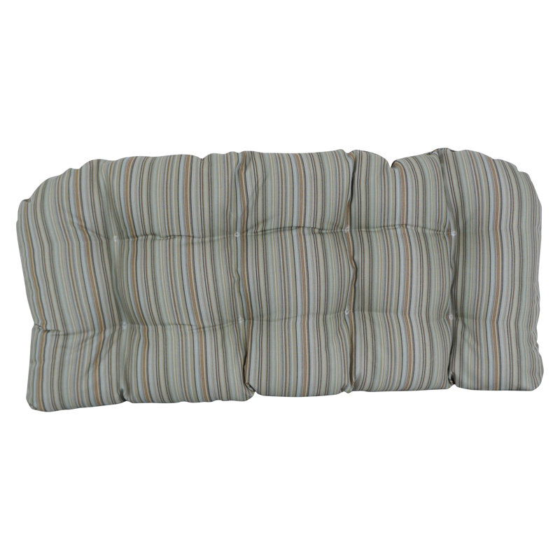 Ensemble de coussins de canapé en oléfine tissée à dossier arrondi (ensemble de 3), Vert; bleu; beige; rayures multicolores