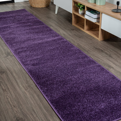 Athaniel Solid Low-Pile Purple Rug