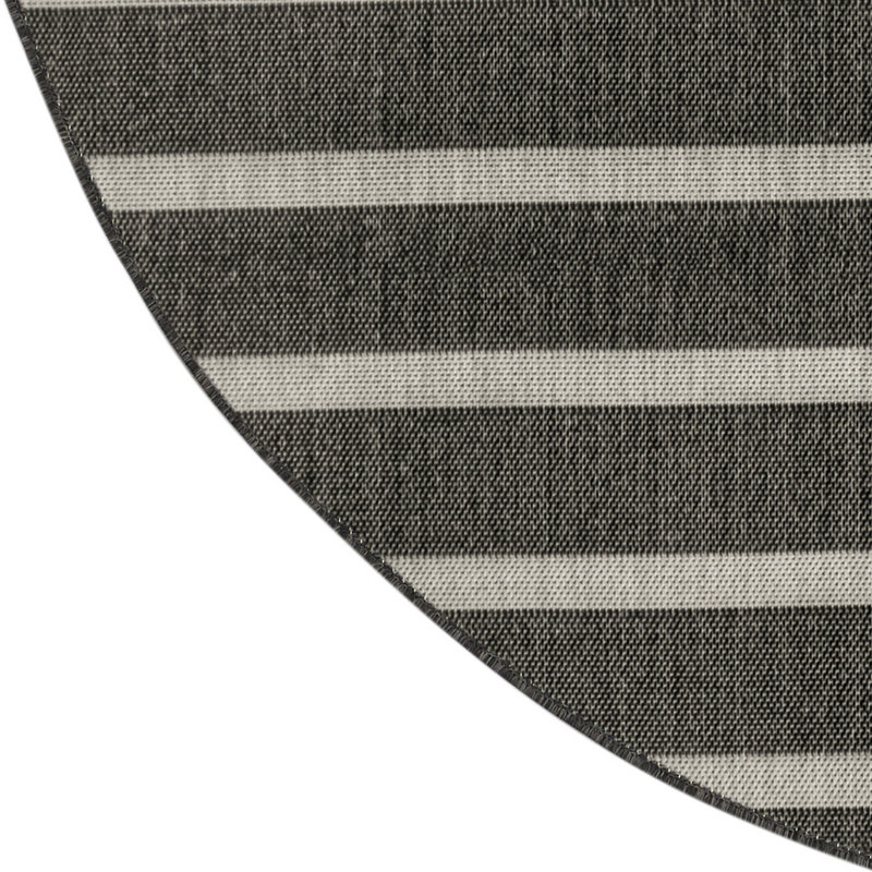 Nourison Positano 8' x Round Black Ivory Modern Rug, Round 8', Black