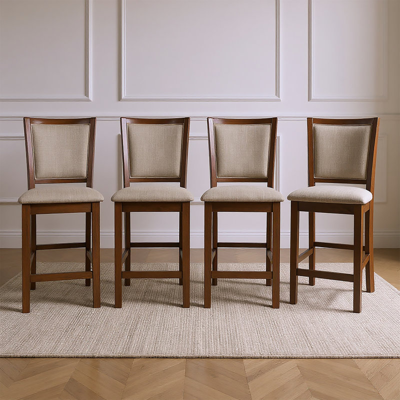 Josiha Wood Counter Chair (Set Of 4), Brown, 4, Brown