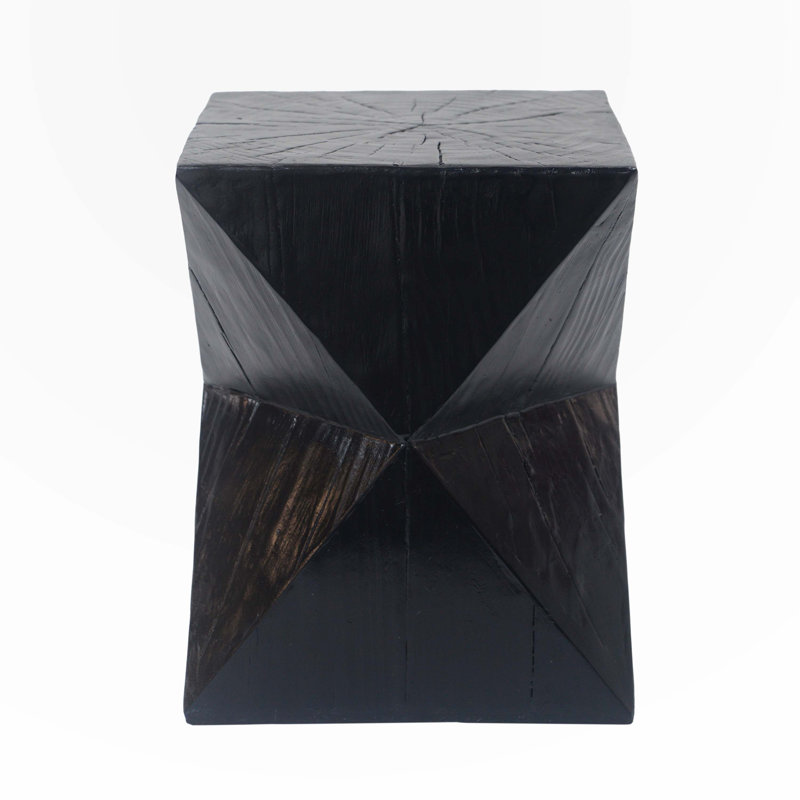 14.25"  Concrete Side Table Coffee Table, Black