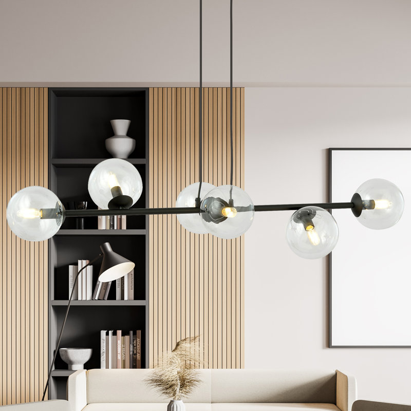 Colbert 6 - Light Kitchen Island Pendant, Transparent, Black