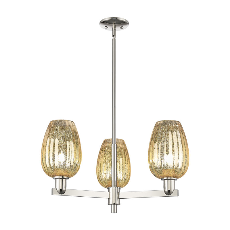 Hailsham - Lustre suspendu 3 lumières, Nickel poli, Mercure, Trois lumières