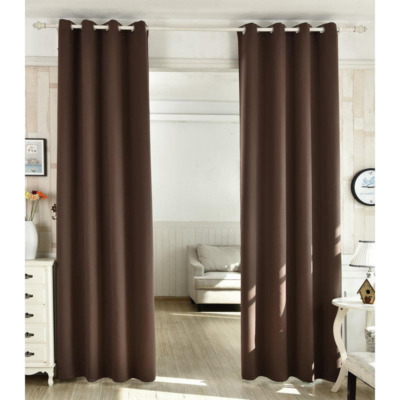 Gitty Blackout Eyelet Curtain Panel, Brown, 135 W x 225 D cm