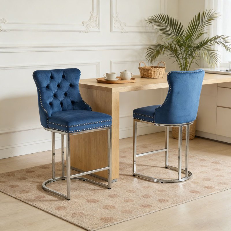 25" Counter Height Bar Stools Set, Blue