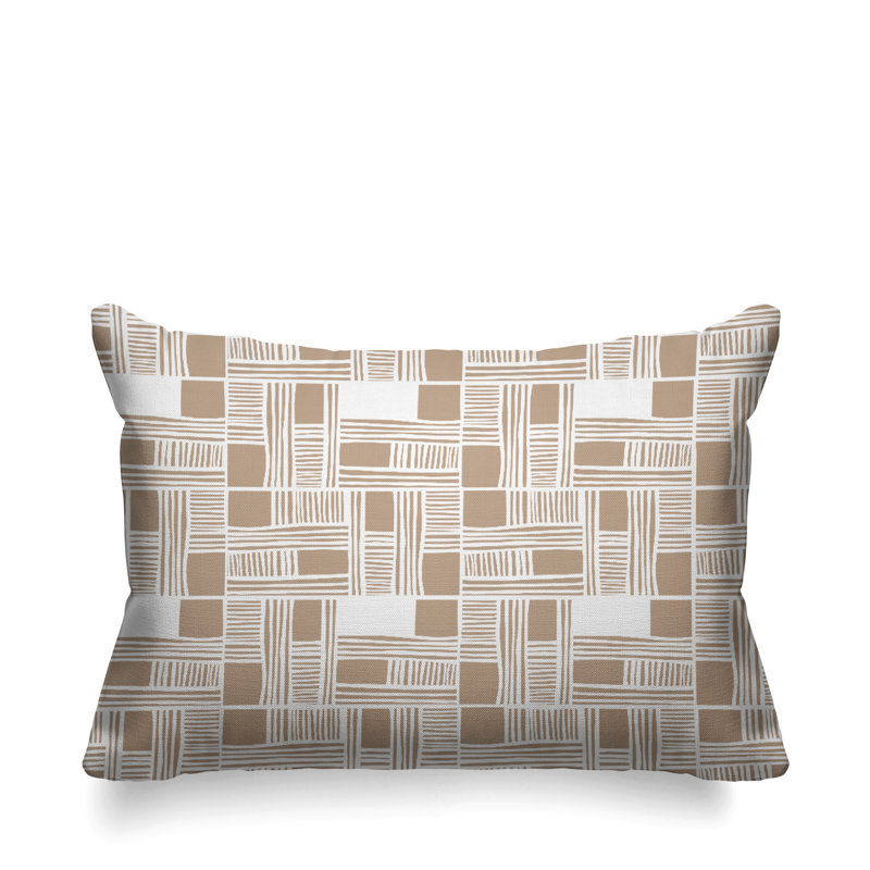 Housse et insert de coussin intérieur / extérieur Kapri, 14 po x 20 po, Beige, Rectangle