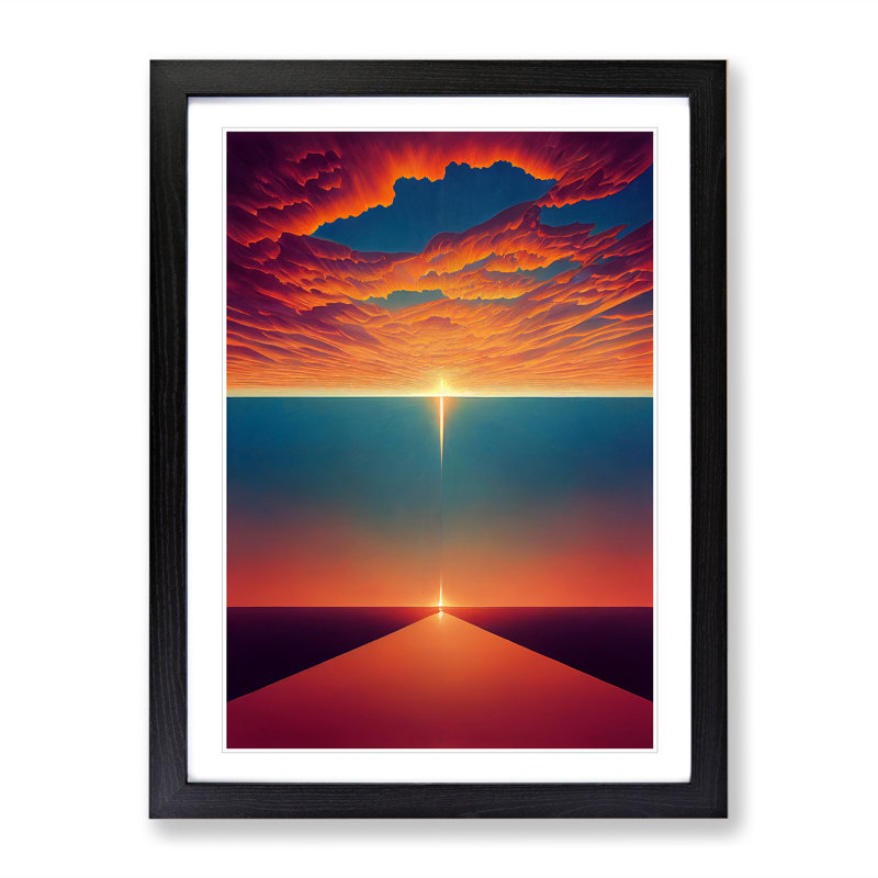 XV1022-4348X Super Abstract Sunset - Single Picture Frame Print, Black , 64cm H x 46cm W x 2cm D