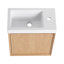 Ensemble de meuble-lavabo mural 18,5 po avec lavabo en résine, porte simple fermée, ensemble d'armoires de salle de bain, panneau de fibres à densité moyenne, bois naturel (KD-Packing)