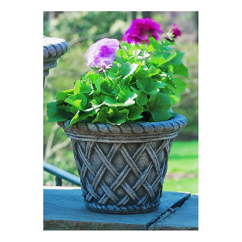 English Weave Handmade Planter, 15.5" H x 21" W x 21" D, Alpine Stone