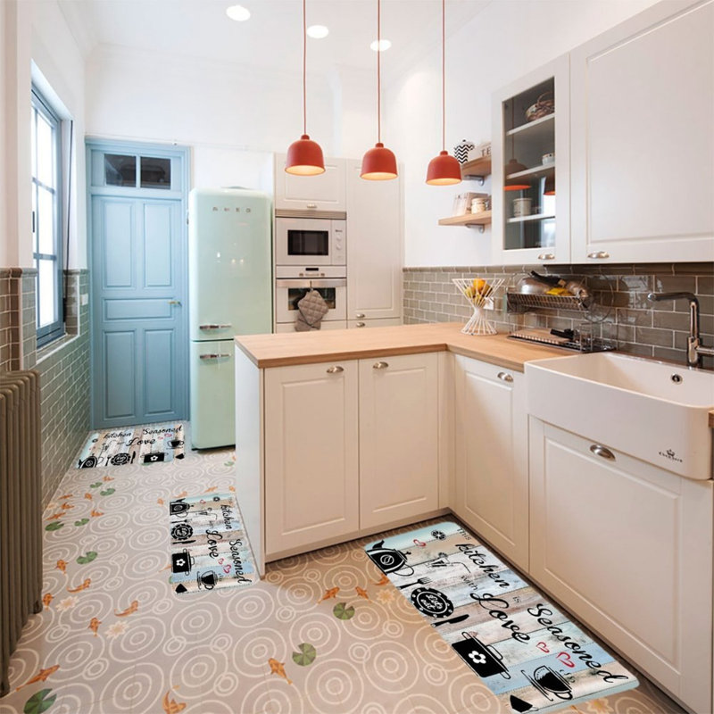 Ensemble de 3 tapis de cuisine Pastel Rainbow Line