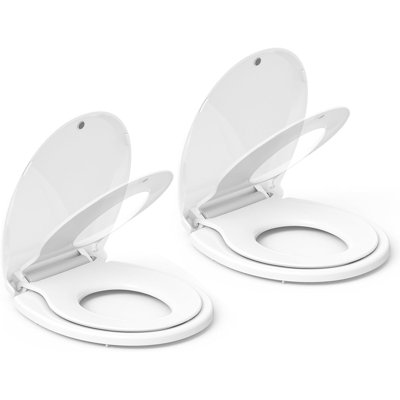 Siège de toilette rond à fermeture en douceur avec siège d'entraînement amovible, charnières à dégagement rapide pour un nettoyage facile, conception à fermeture lente et antidérapante, installation facile