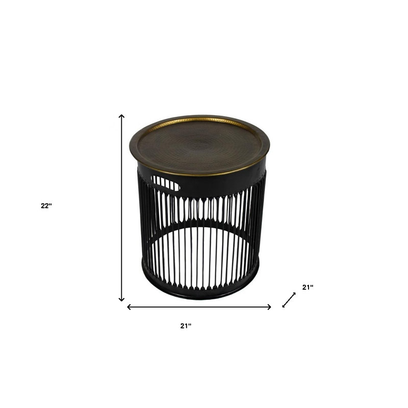 Table de bout cylindrique ronde en laiton 22 po 22 po