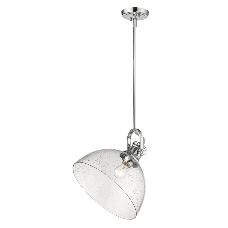Bales 1-Light Dimmable Dome Pendant, Chrome, Seeded Glass