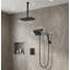 G-promise Thermostatic Shower Faucet Set, 16 Inches Ceiling Mount Rainfall Shower Head & 8 Inches Wall Mount Unit, Push Button Diverter For Easy To Use