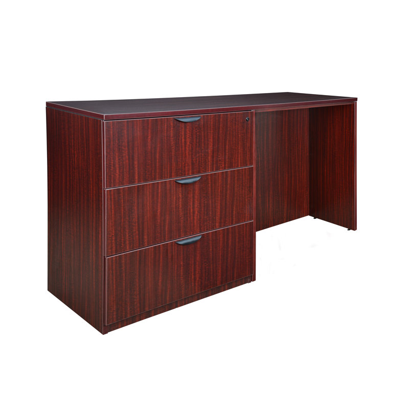 Nickyla L-shaped desk with double pedestal drawer, Acajou, Gauche