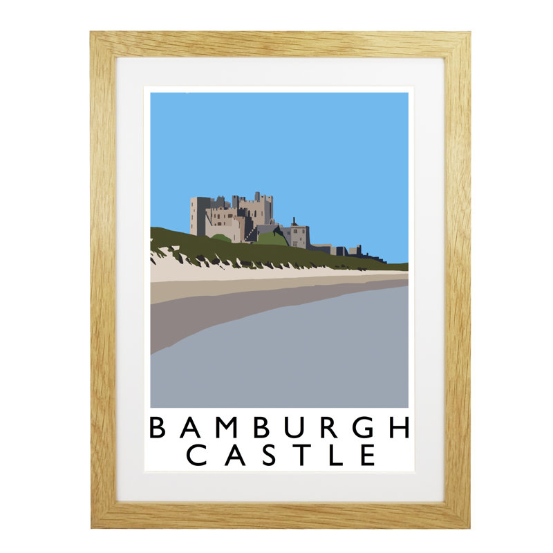 Bamburgh Castle by Richard O'Neil - Print, Oak Wood Frame, 43.5 cm H x 33.5 cm W x 2.2 cm D
