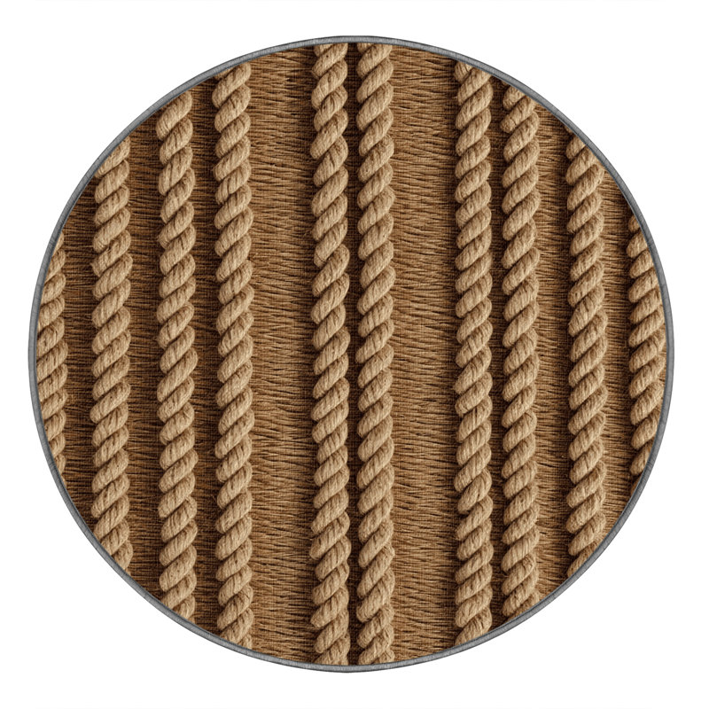 Washable Rope Details Farm Area Rug, Round 7'