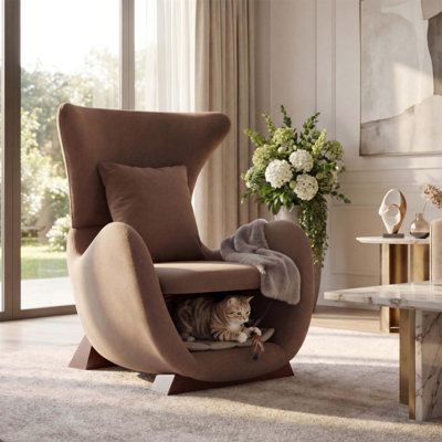 Chaise d'appoint moderne en polyester avec espace pour animaux / rangement - capacité de 330 lb, chaise longue de salon, design élégant et durable