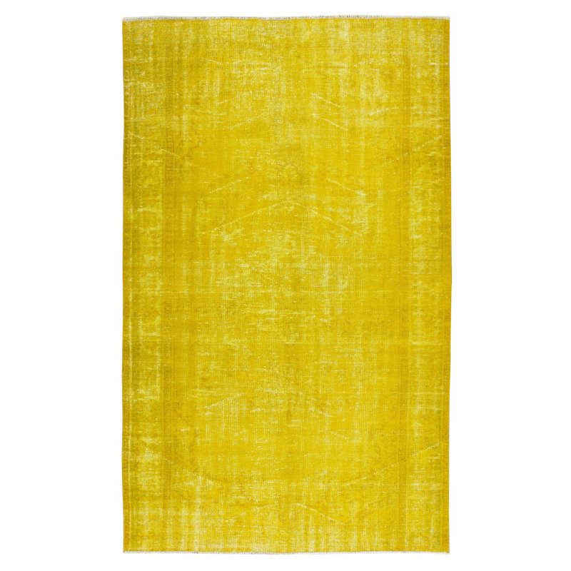 Tapis turc authentique en laine noué à la main de couleur pièce de 5,4 x 8,7 pi surteint en jaune