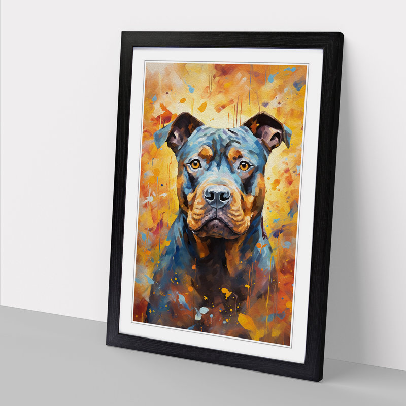 Staffordshire Bull Terrier Impressionism - Framed Print, Black, 34cm H x 25cm W x 2cm D