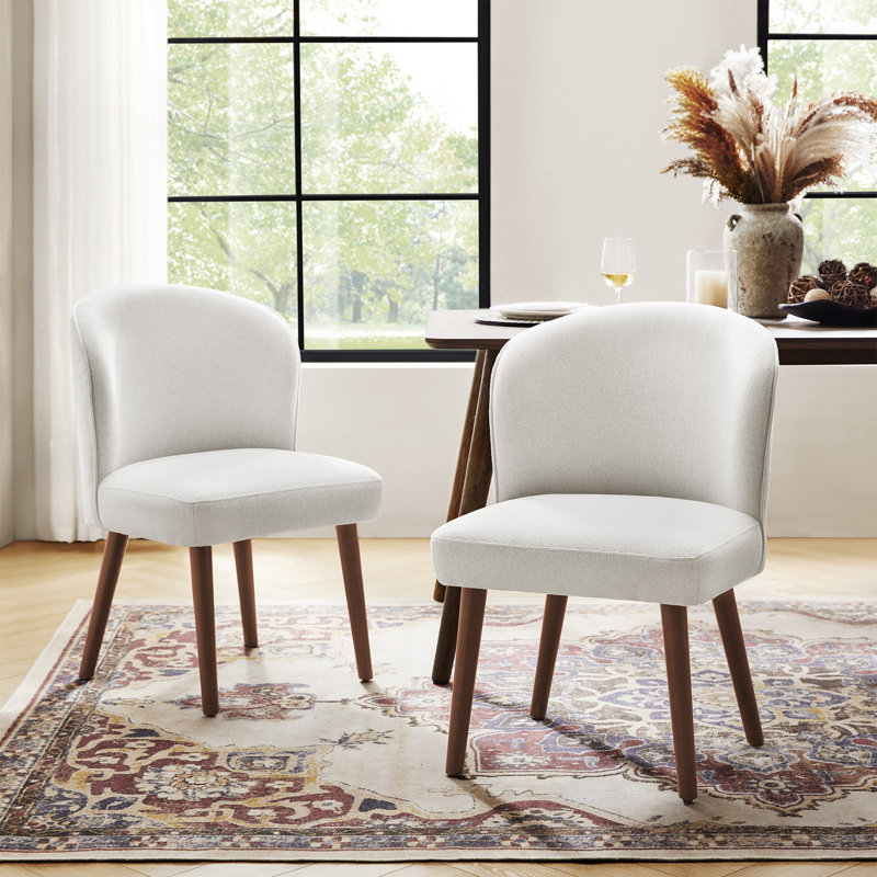 14cm H Upholstered Upholstered Back Dining Chair, White