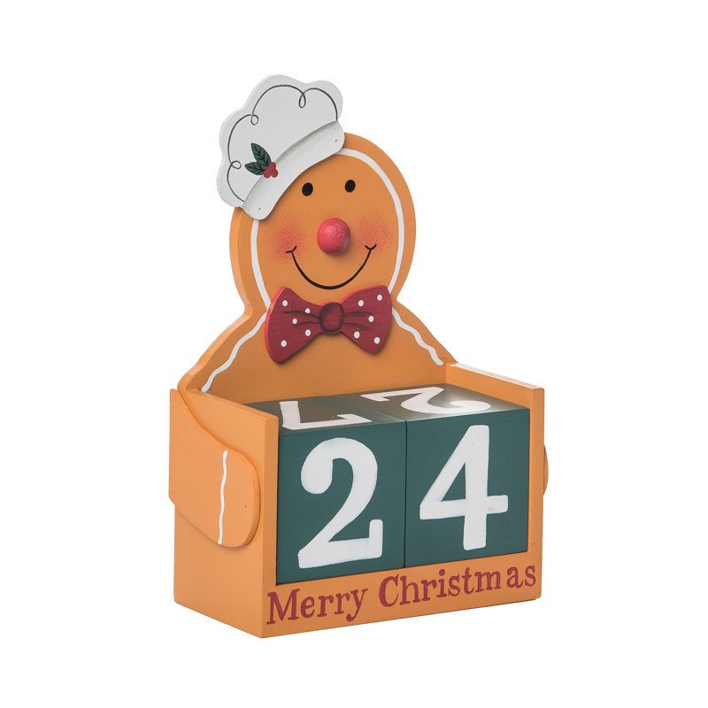 Wood 7.87 in. Multicolor Christmas Gingerbread Countdown Set of 3