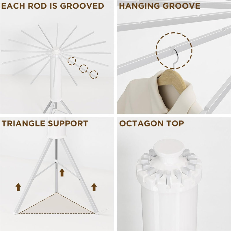 Tripod Clothes Drying Rack - Portable And Foldable With 16 Rods