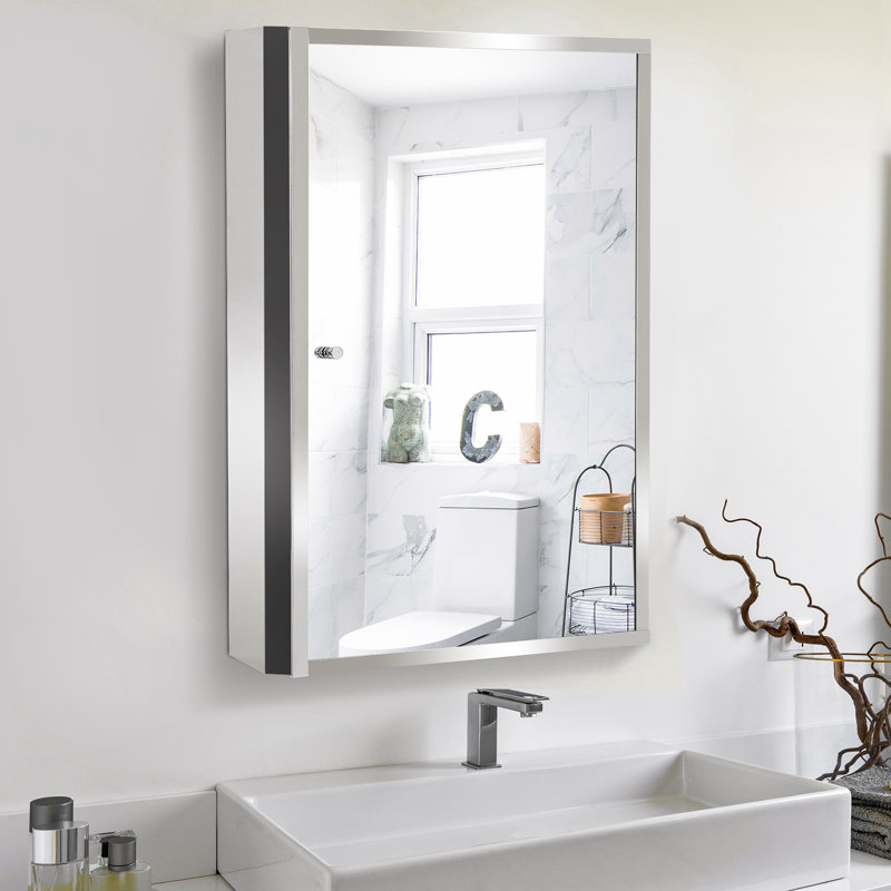 Isata 400mm W 600mm H Surface Framed Medicine Cabinet Mirror 2 Fixed