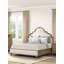 Grand lit rustique en chêne avec 2 tables de chevet, pieds uniques et tête de lit tapissier pour un décor de chambre à coucher traditionnel-1295969287