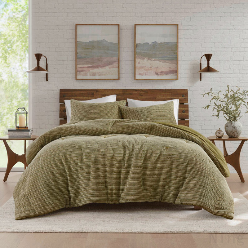 3PCS Full/Queen Waffle Washed Comforter Set