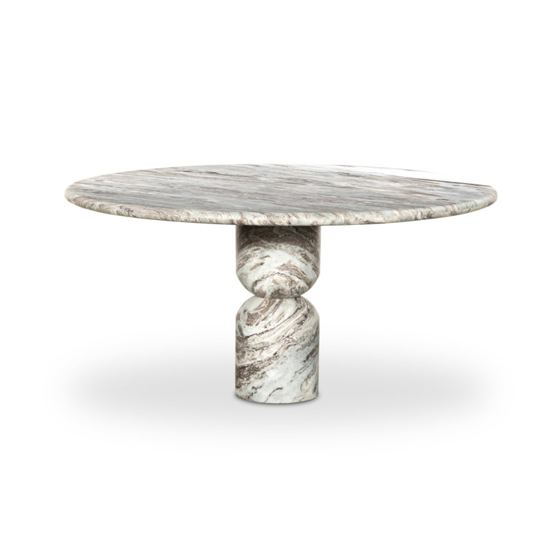 Figueroa Round Dining Table, Sawar Marble, 30" H x 60" W x 60" D