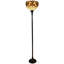Lampe sur pied de 62 po de forme traditionnelle brune avec abat-jour en verre teinté blanc et brun