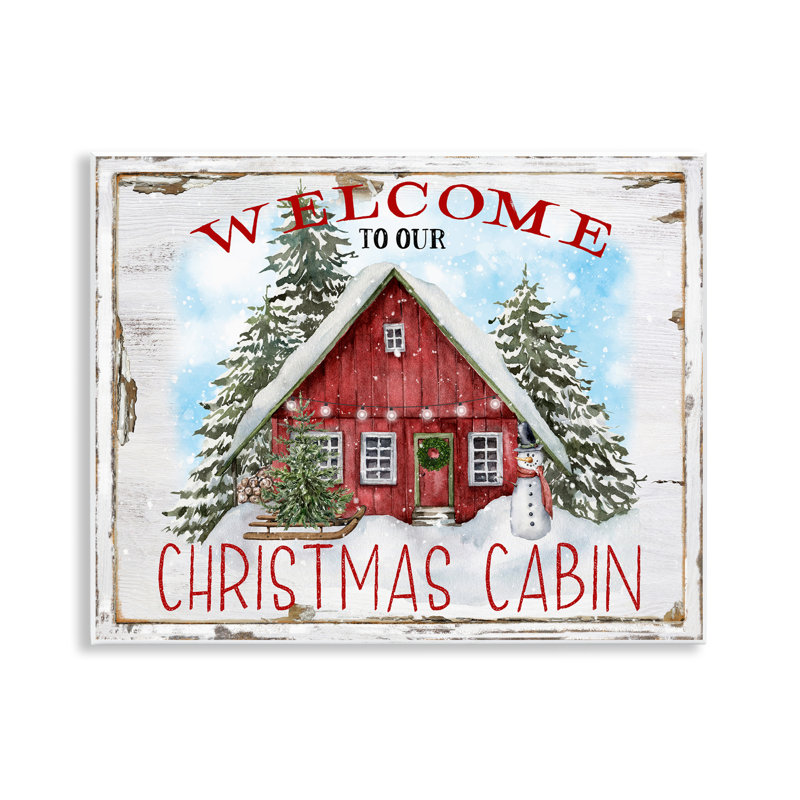 Art mural sur toile «Christmas Cabin Welcome» par Creatif Belle