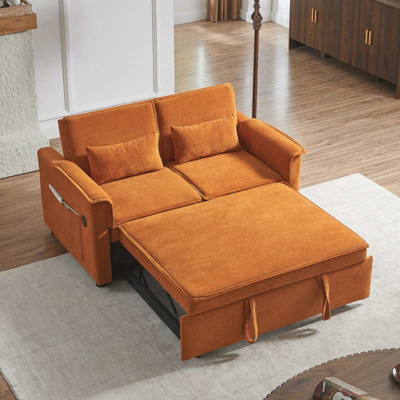 Canapé-lit convertible en tissu Modern, Orange