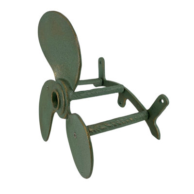 Porte-boyau d'arrosage nautique nautique pour bateau - fonte avec finition vert-de-gris et bronze, fixation murale, 10,5 po de diamètre, 6 po de profondeur, peut contenir 75 pi de boyaux, rangement extérieur décoratif et durable