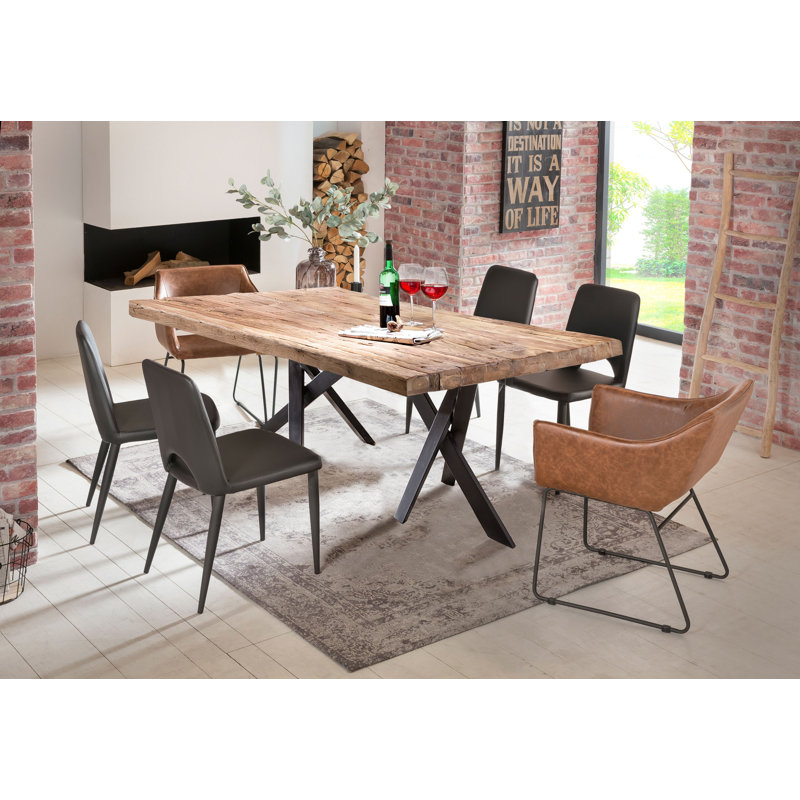Magdalena Teak Rectangular Wood Top Dining Table with Steel Base, H74 x L200 x W100cm, Black