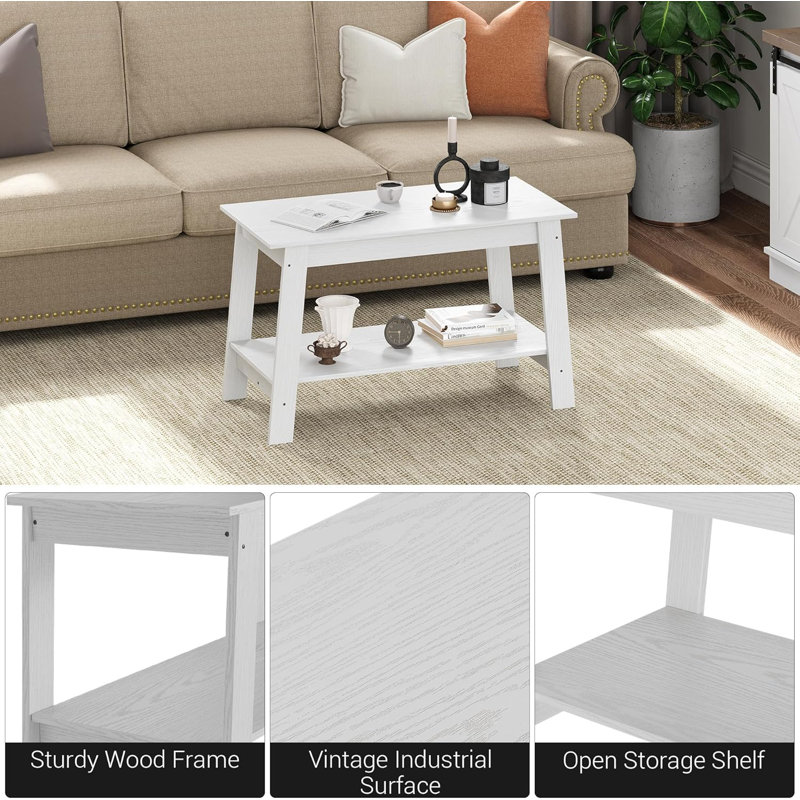 31.5 Inch Coffee Table with 2-Tier Storage, Modern Industrial Rectangular Living Room Table, Compact MDF & Particle Board Build, Durable & Easy Assembly, Ideal for Apartments & Offices