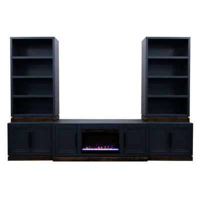 Nora Modular 2-Door Base Cabinet, No Assembly Required, Blue Denim and Whiskey Finish